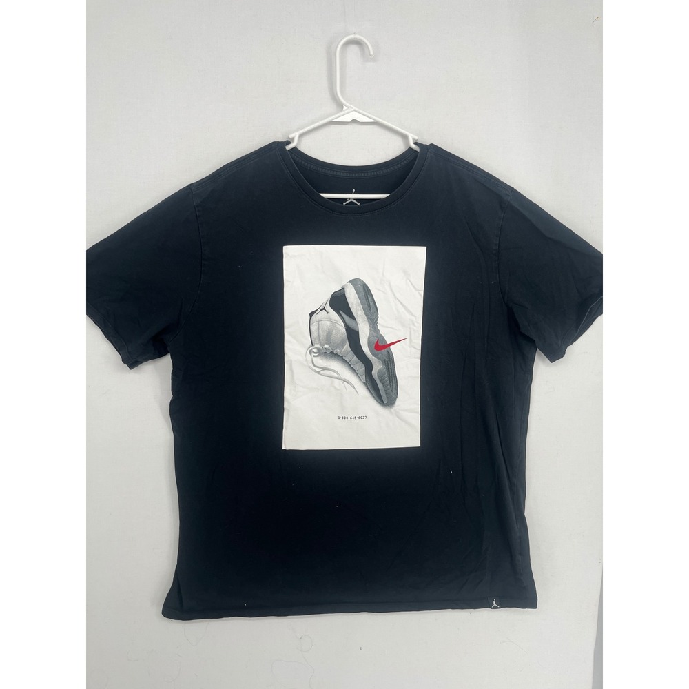Jordan Brand Mens XXL Black Graphic T-Shirt Air Jordan 11 Sneaker Print Cotton